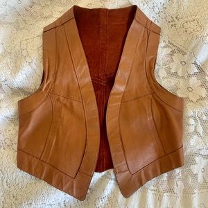 Vintage leather suede brown vest
